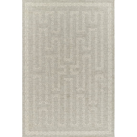 Momeni Hampton Geometric Grey Indoor Outdoor Rug 5'3" X 7'
