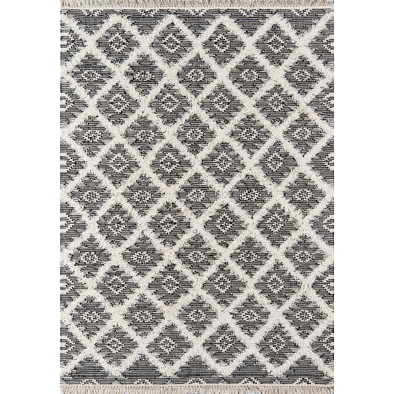 Momeni Harper Hand Hooked Wool Black Area Rug 7'6" X 9'6"