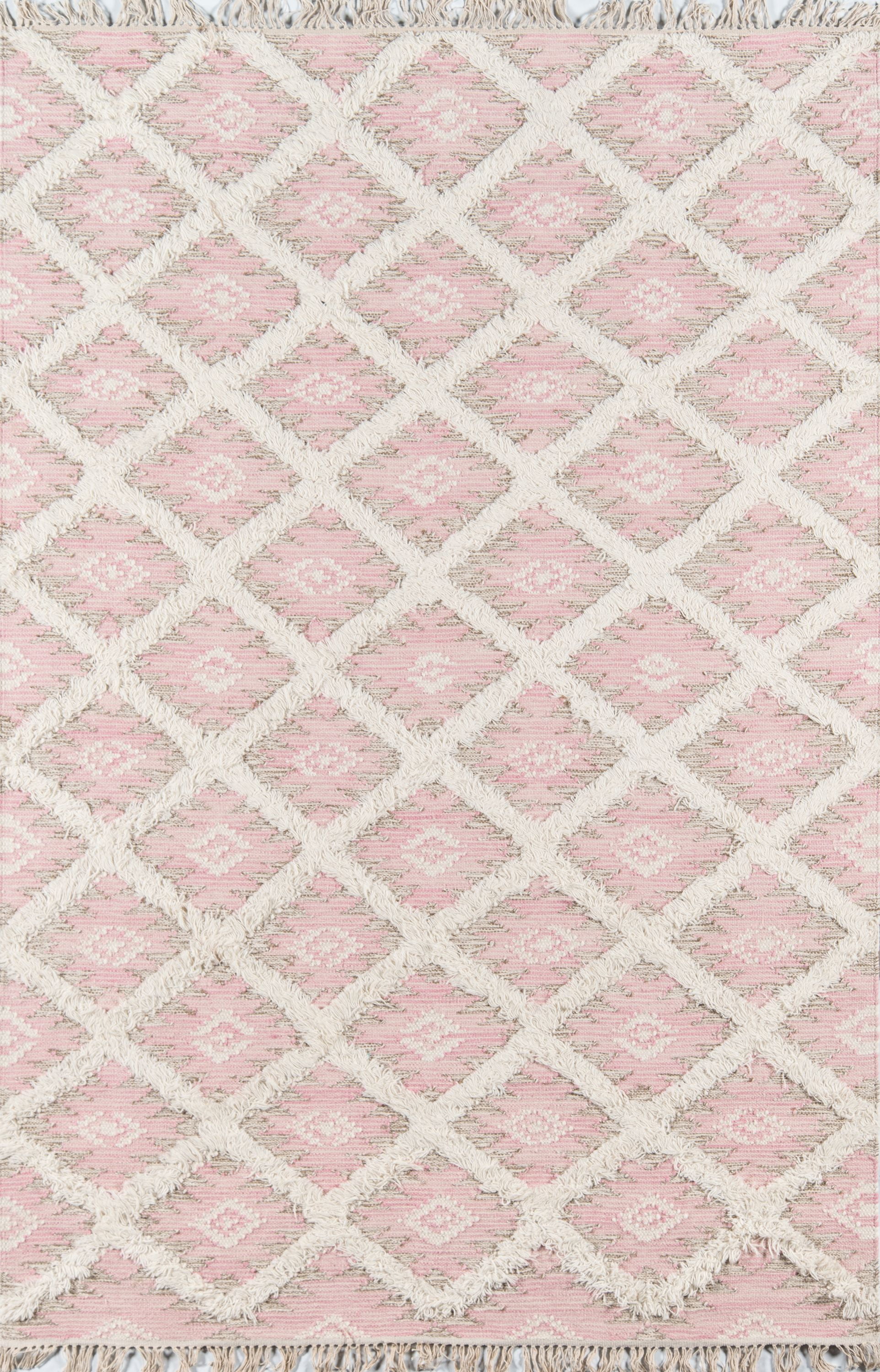 Desert Diamond Handmade Wool Rug in Pink, 2' x 3'