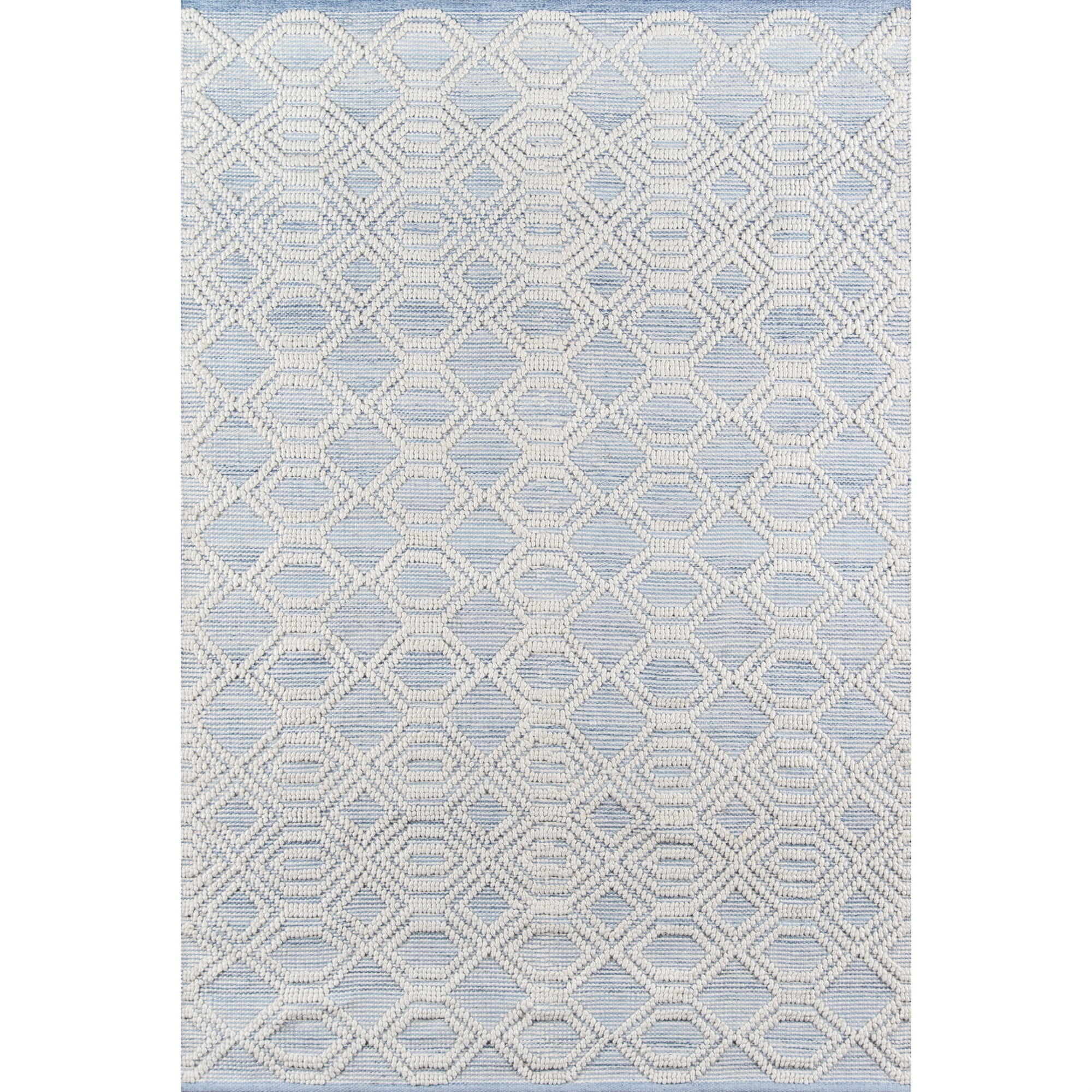 Handmade Tufted Geometric Light Blue Synthetic Area Rug