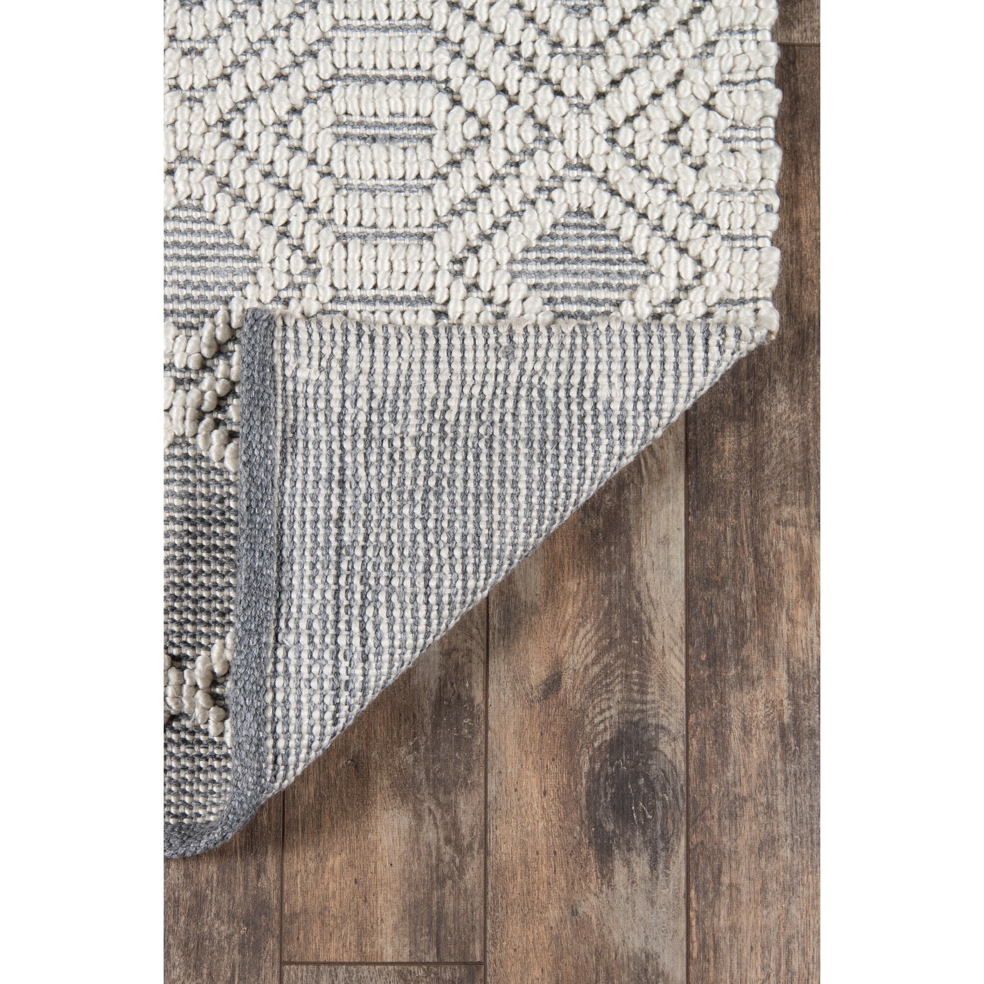 Gray Geometric Handwoven Synthetic Runner Rug