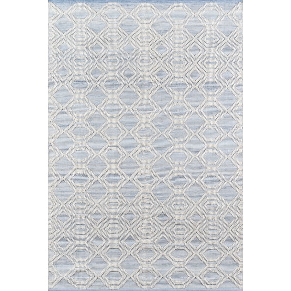 Momeni Hermosa Geometric Hand Woven Light Blue Area Rug 2'3"" X 8' Runner (HRM-1)