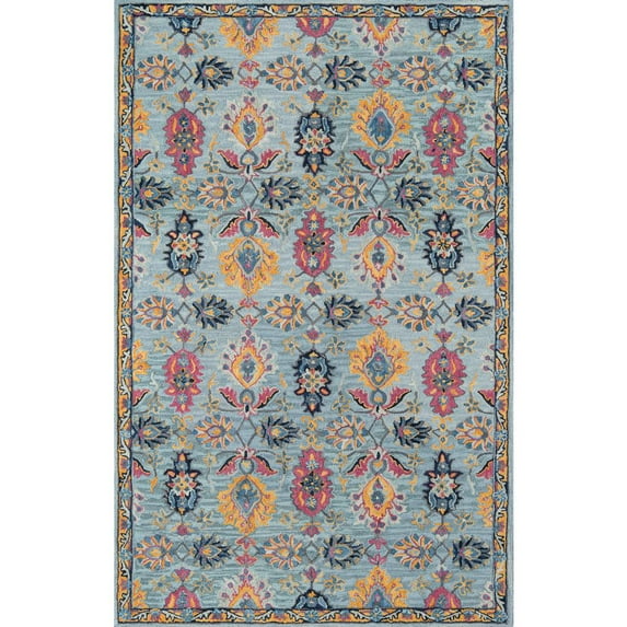 Momeni Ibiza Hand Tufted Wool Blue Area Rug 5' X 8'