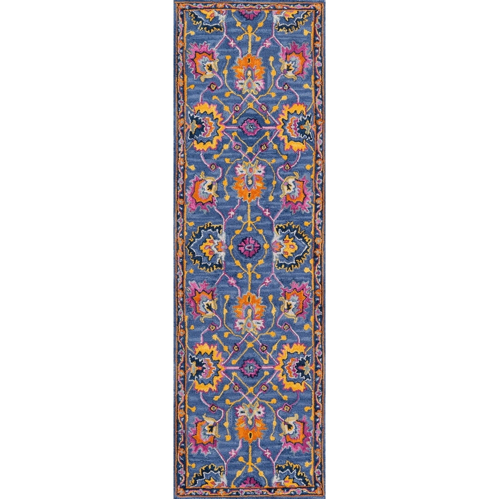 Vibrant Persian Motif Hand Tufted Wool Runner Rug - 2'3" x 7'10"
