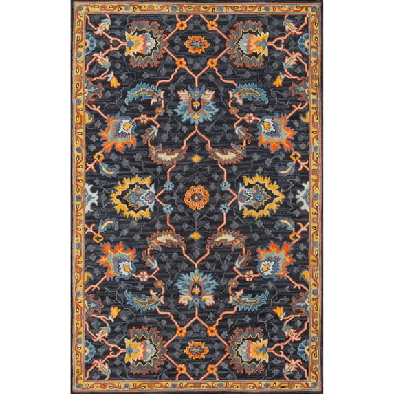 Momeni Ibiza Hand Tufted Wool Charcoal Area Rug 5' X 8'