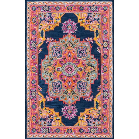 Momeni Ibiza Hand Tufted Wool Navy Area Rug 3' X 5'