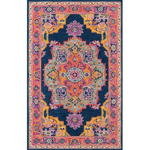 Momeni Ibiza Hand Tufted Wool Navy Area Rug 6' X 9'