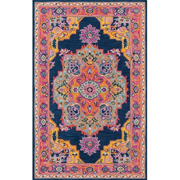 Momeni Ibiza Hand Tufted Wool Navy Area Rug 6' X 9'