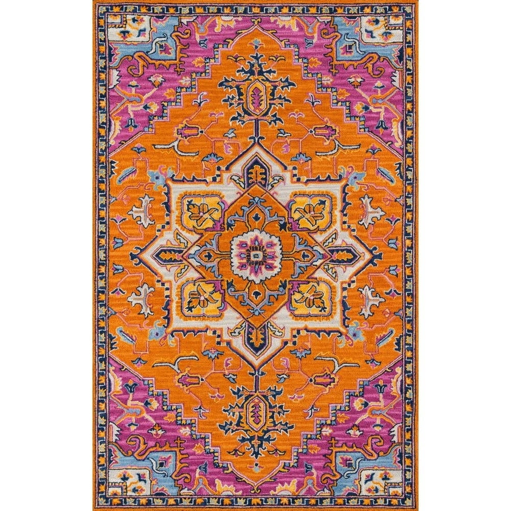 Hand-Tufted Wool Orange Medallion 6' x 9' Area Rug