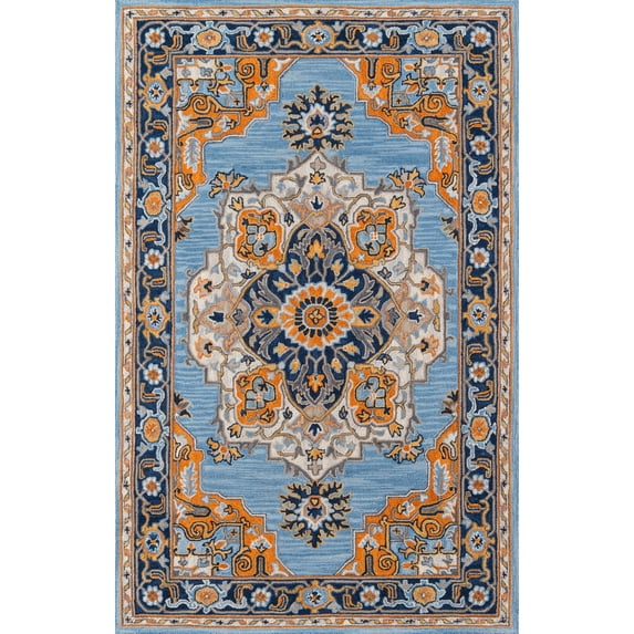 Momeni Ibiza Hand Tufted Wool Blue Area Rug 6' X 9'