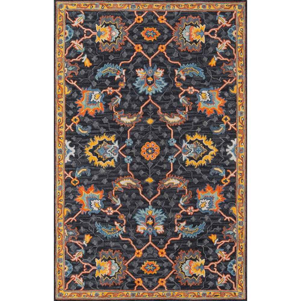 Momeni  Ibiza Hand-tufted Wool Traditional Area Rug Charcoal 3' x 5' 3' x 5' Accent, Indoor, Handmade Blue, Orange Rectangle