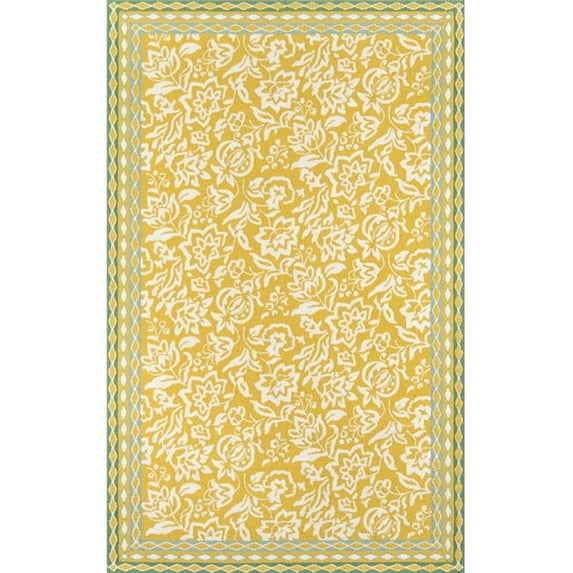 Momeni Indoor/Outdoor Floral Flowers & Plants Area Rugs, Yellow