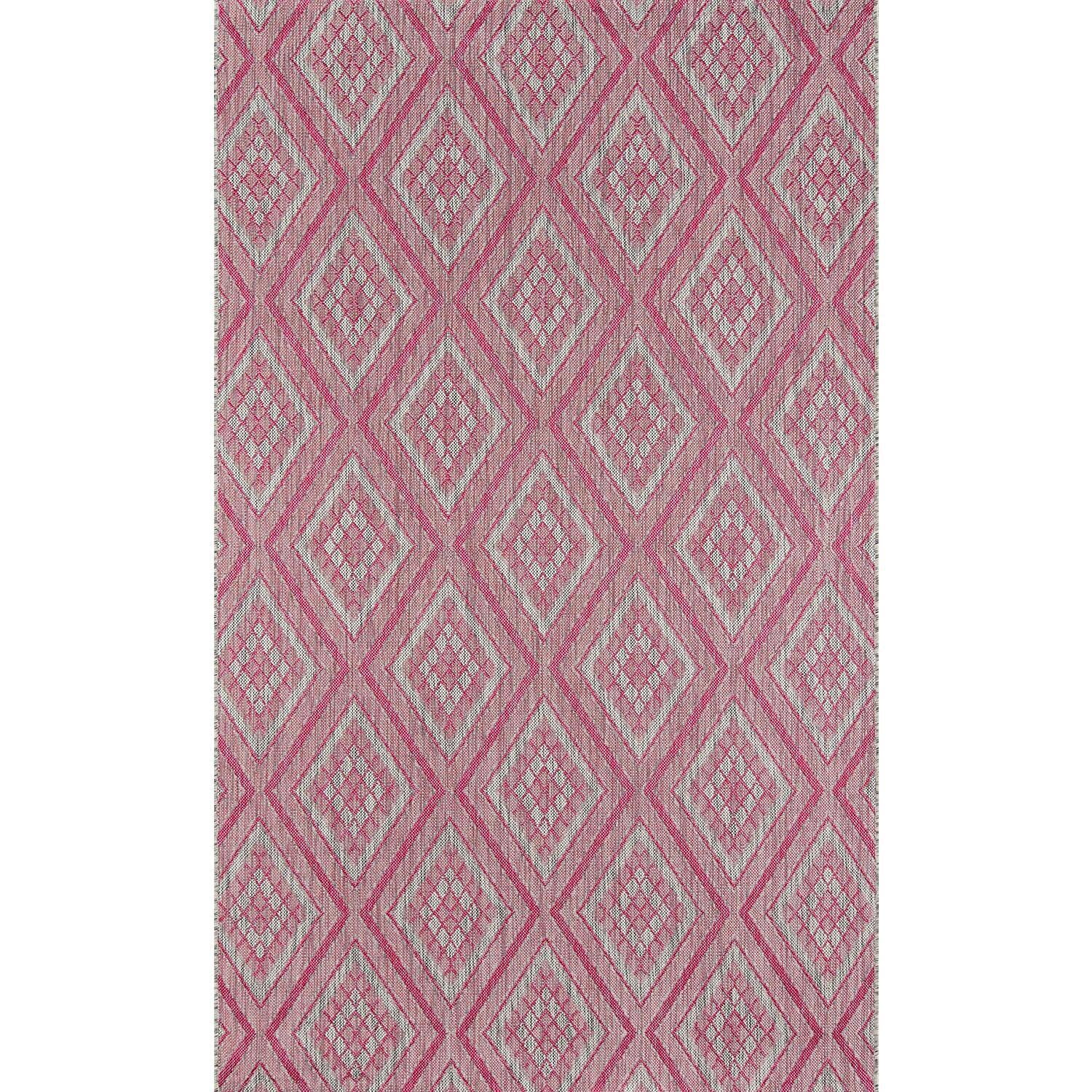 Lake Palace Pink Geometric 3' x 8' Easy Care Runner Rug