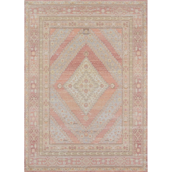 Momeni Blue Isabella Rugs in Rectangle Shape - Big Pink 5'3" x 7'3" 5' x 8' Indoor Rectangle