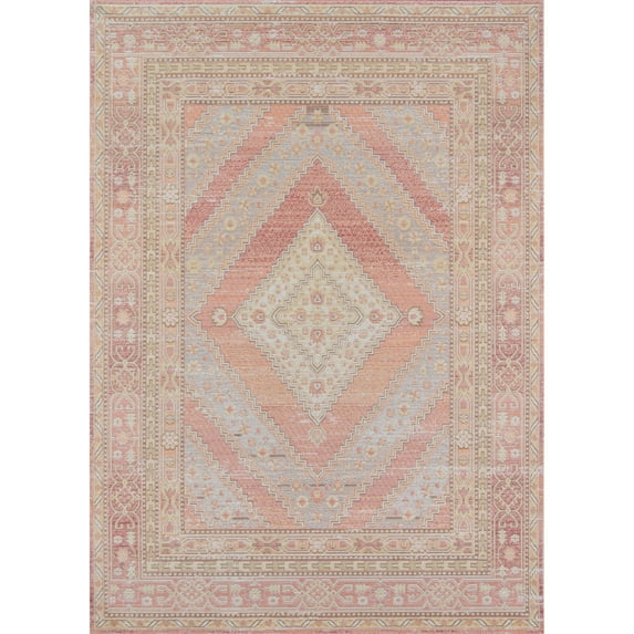 Momeni Blue Isabella Rugs in Rectangle Shape - Big Pink 5'3" x 7'3" 5' x 8' Indoor Rectangle