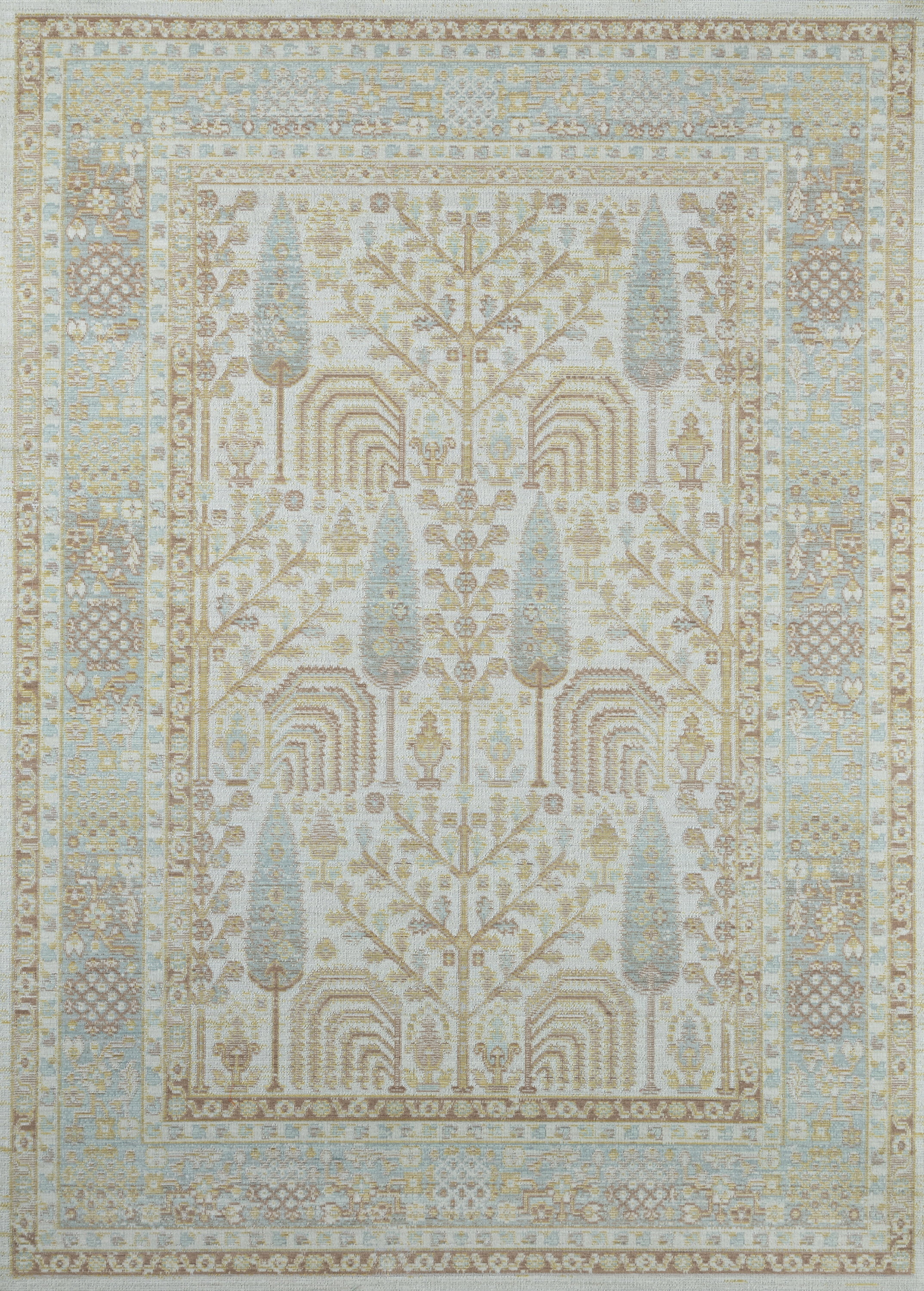Ivory and Beige Rectangular Synthetic 4' x 6' Area Rug