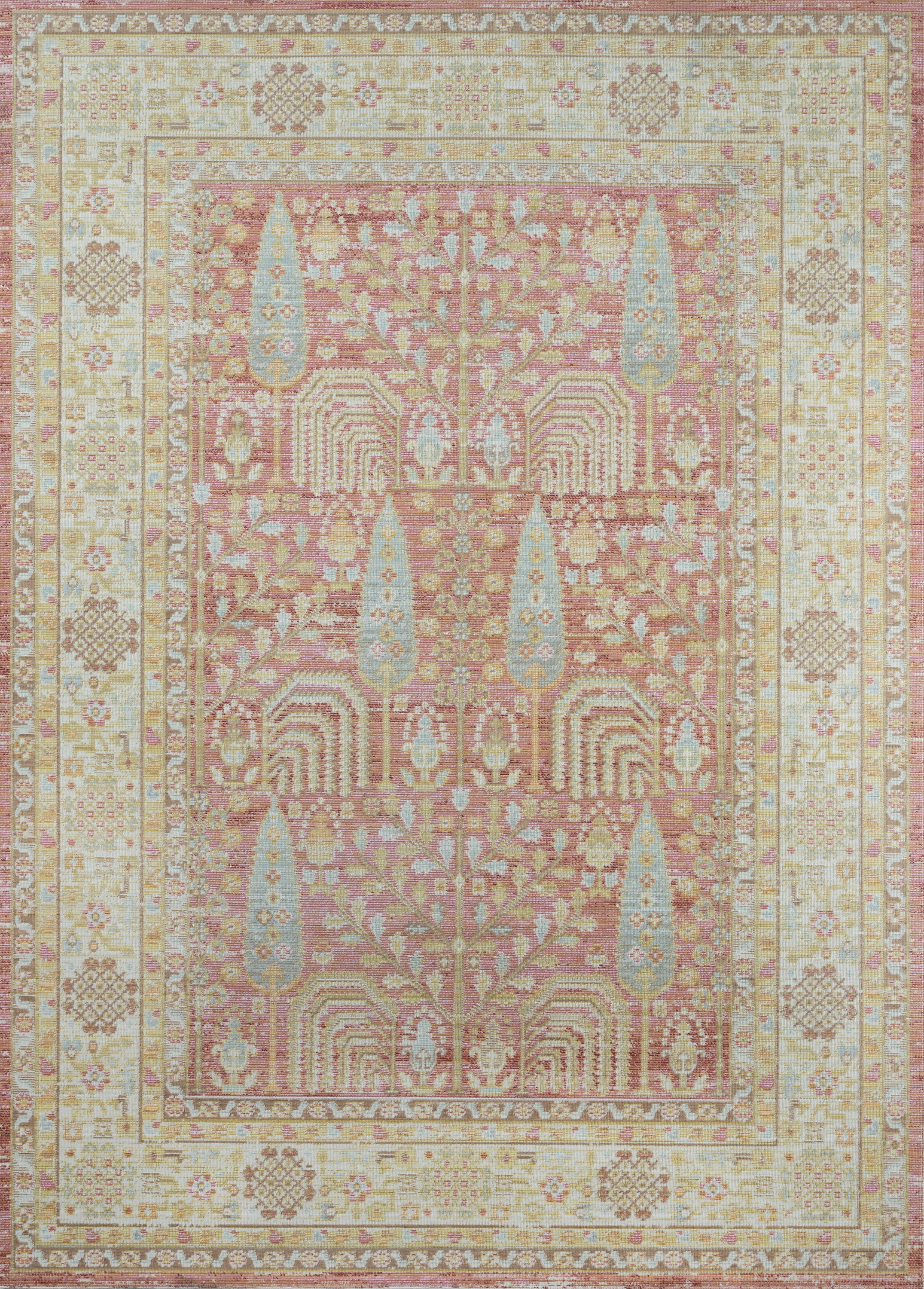 Isabella Pink Synthetic Stain-Resistant Runner Rug 2'7" x 8'