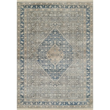 Momeni Izmir Polyester Medallion Blue Area Rug 2' X 3'