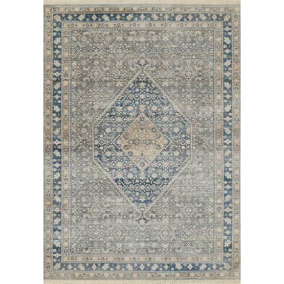 Momeni Izmir Polyester Medallion Blue Area Rug 2' X 3'