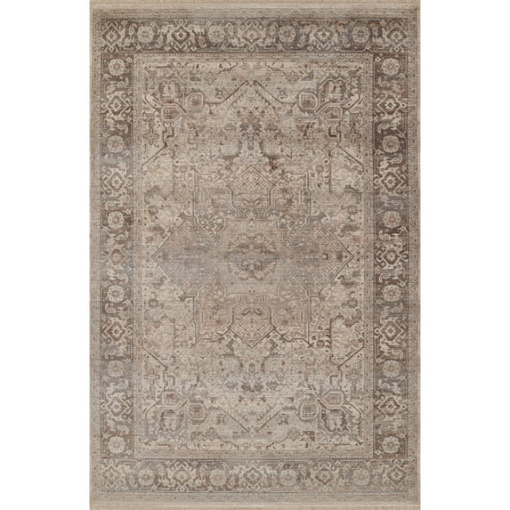 Momeni Izmir Polyester with Cotton Backing Area Rug, Grey, 5' X 5' Round