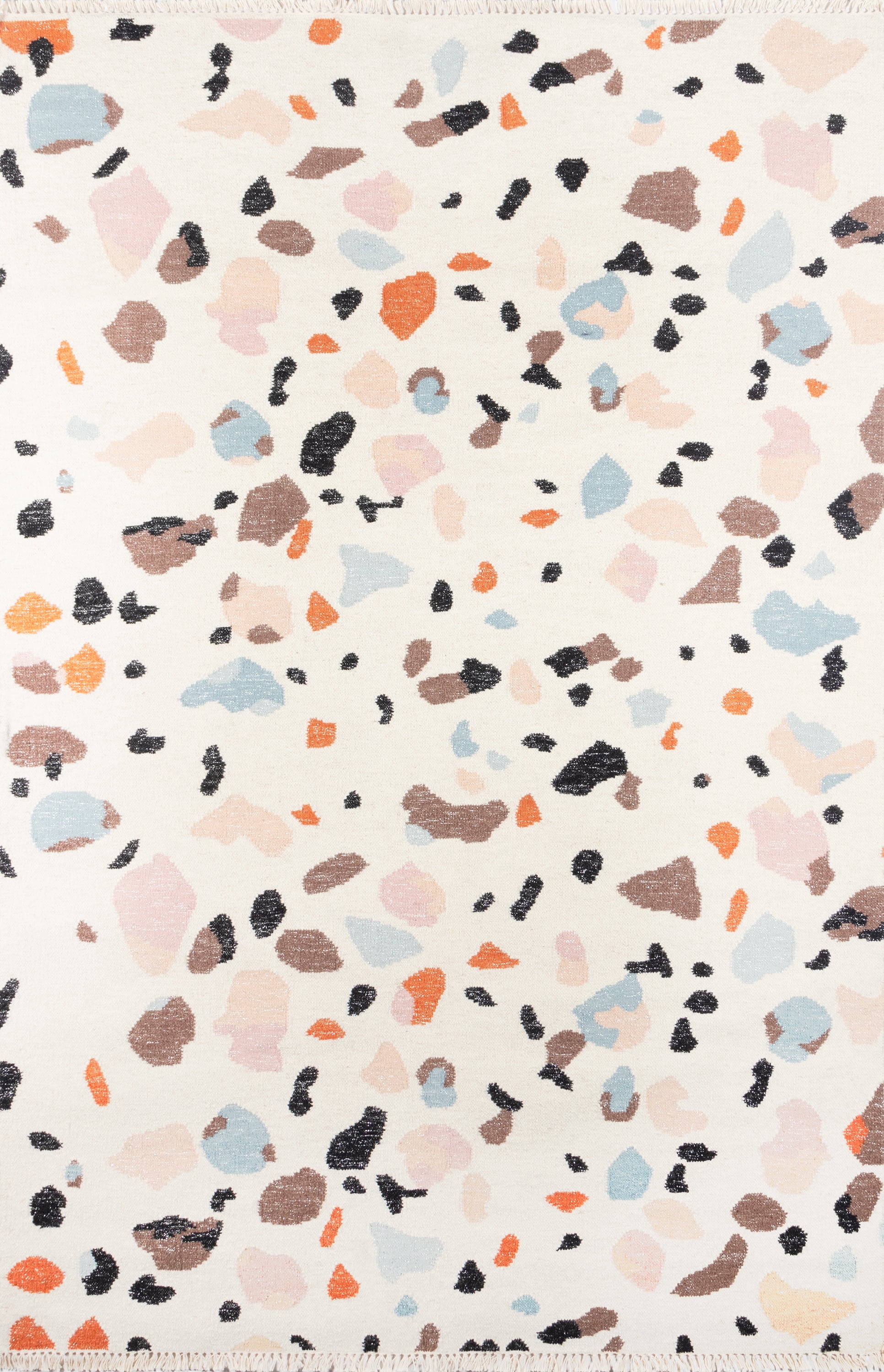 Ivory and Multicolor Abstract Wool Flatweave Rug, 2' x 3'