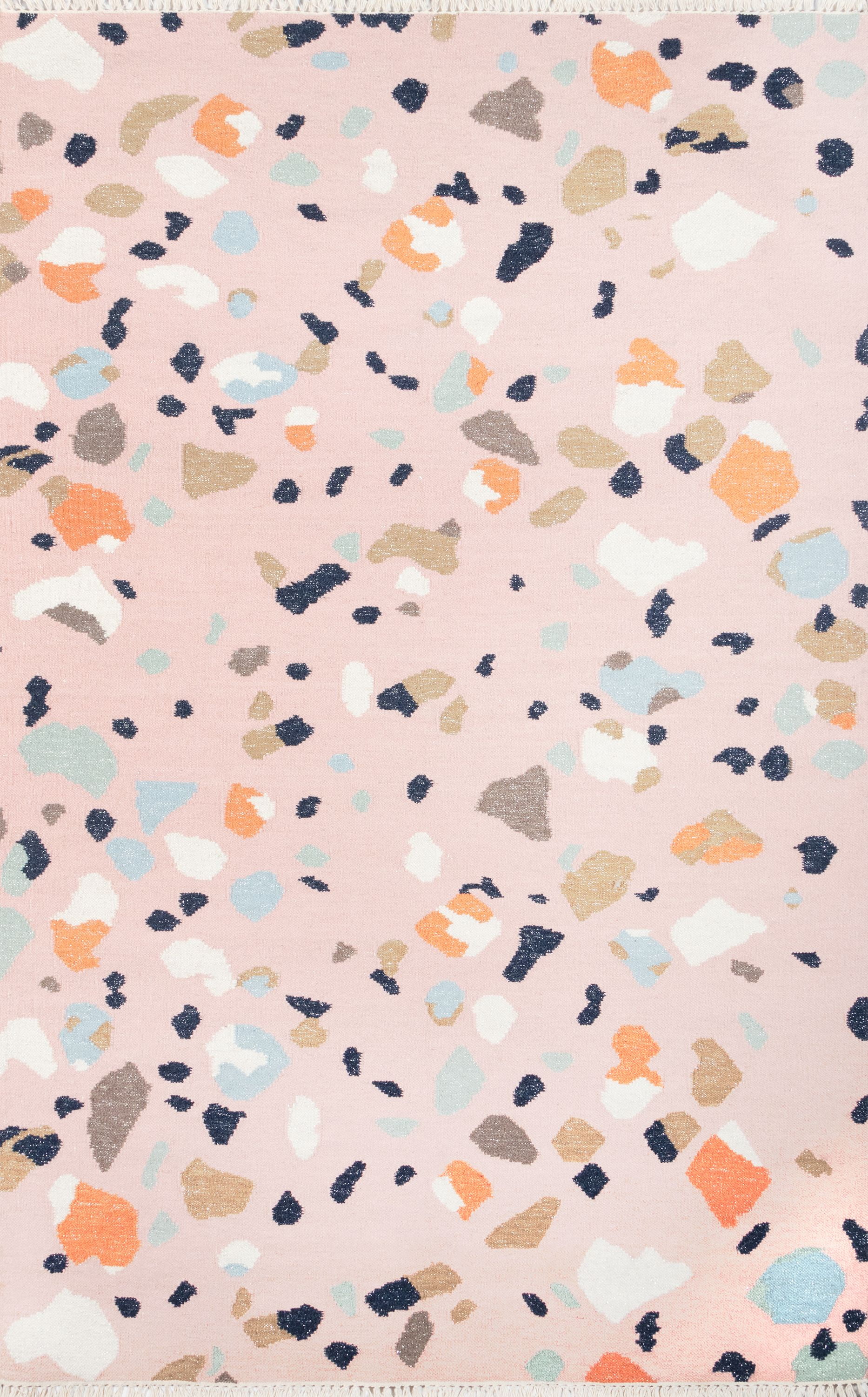 Handmade Abstract Dusty Pink Wool Blend 5' x 7' Area Rug