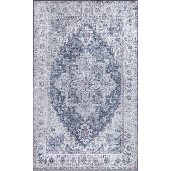 Momeni Karachi Polyester Medallion Grey Area Rug 8' X 10'