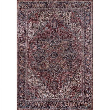 Momeni  Karachi Bordered Oriental Medallion Polyester Area Rug 6' X 9' 6' x 9' Accent, Indoor Rectangle