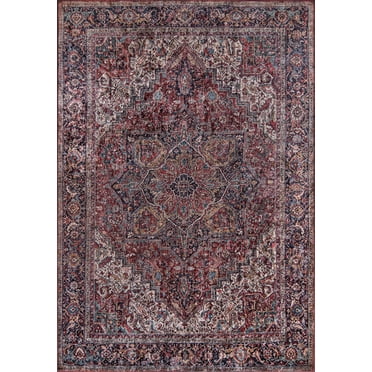 Momeni  Karachi Bordered Oriental Medallion Polyester Area Rug 8' X 10' 8' x 10' Indoor,Accent Rectangle