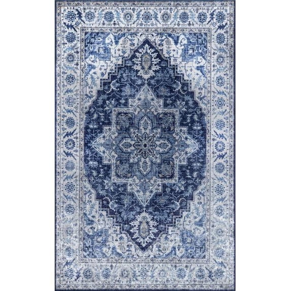 Momeni Karachi Polyester Medallion Blue Area Rug 8' X 10'