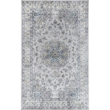 Momeni Karachi Polyester Medallion Grey Area Rug 8' X 10'