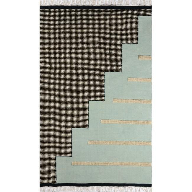 Handwoven Black Geometric Flat Wool Rug 3'6" x 5'6"