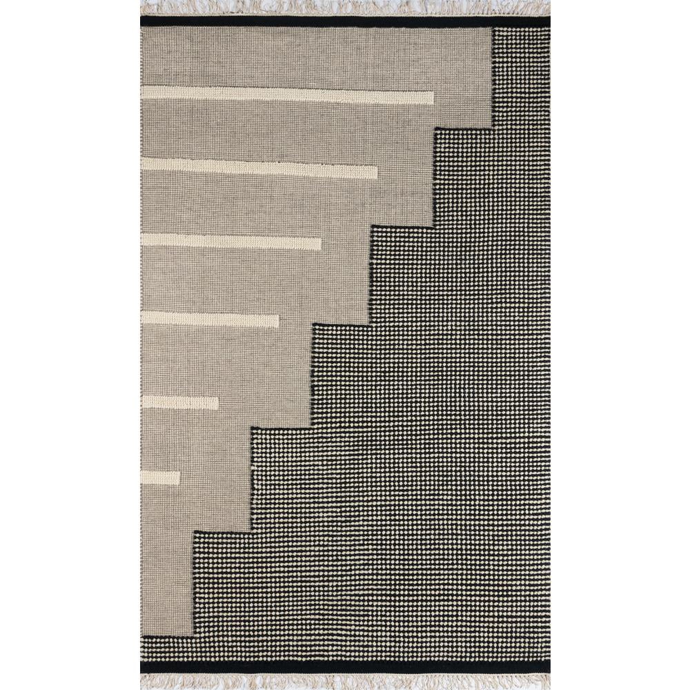 Karl Jules 2' x 3' Handmade Black Geometric Wool Area Rug