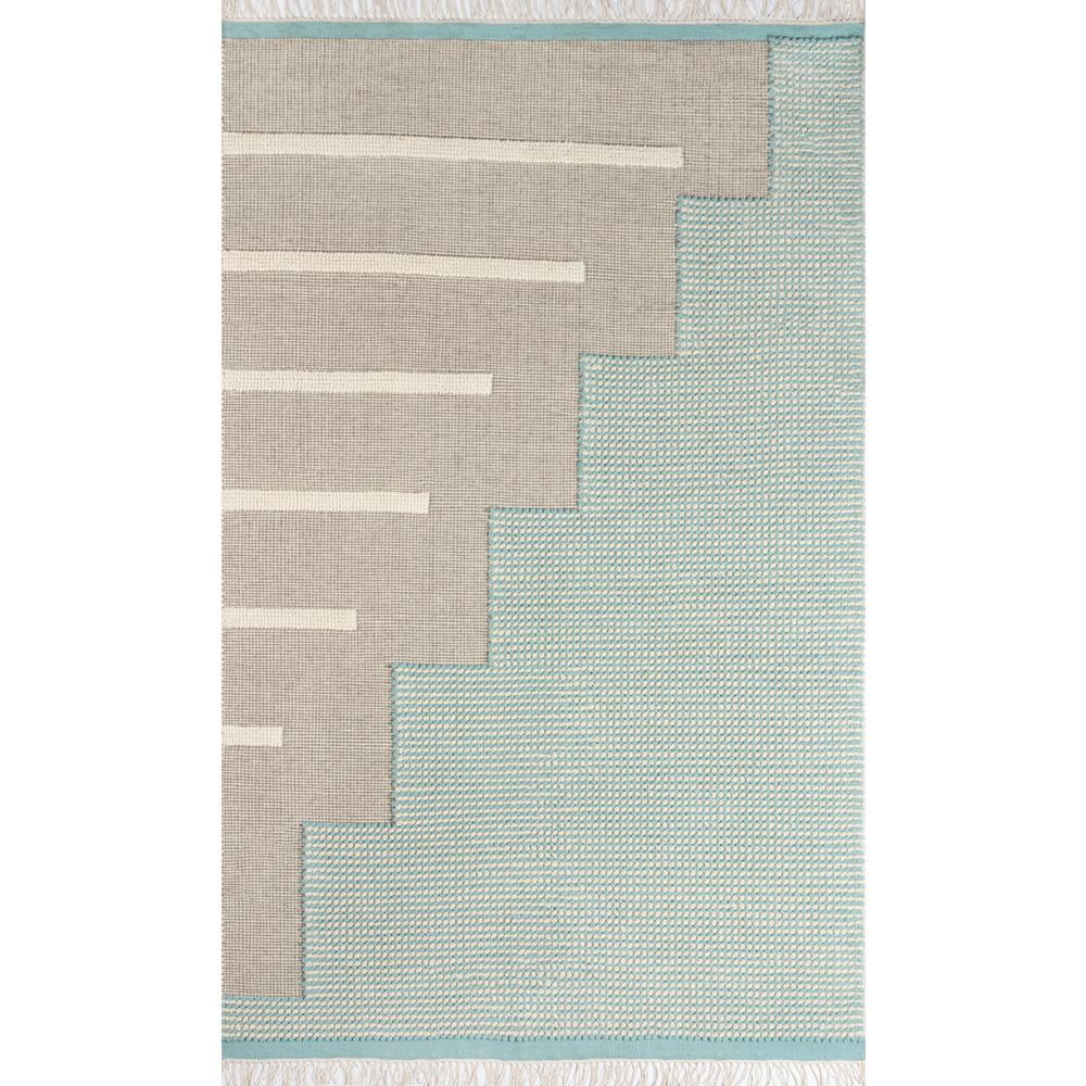 Karl Geometric Blue Wool 9' x 12' Handwoven Area Rug
