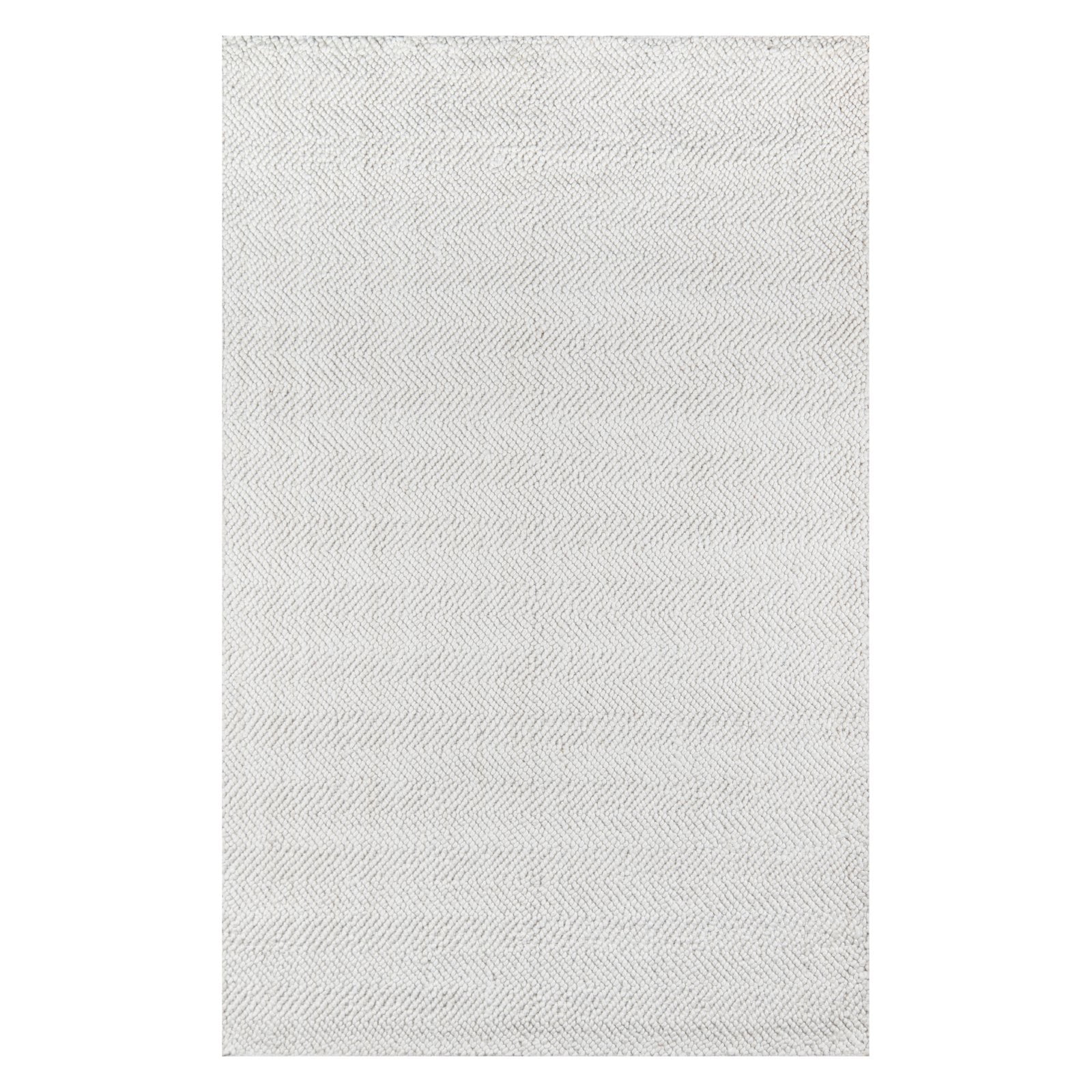 Ivory Herringbone 5' x 8' Handmade Wool and Synthetic Area Rug