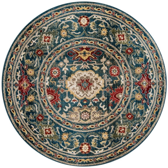 Momeni LENOXLE-03BLU500R Lenox Traditional Area Rug, Blue - 5 x 5 ft. Round