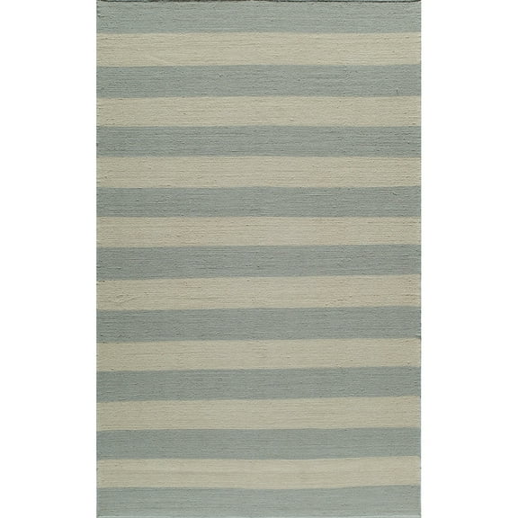 Momeni Laguna Hand Woven Wool Contemporary Striped Area Rug Grey 5' x 8' 5' x 8' Indoor White Rectangle