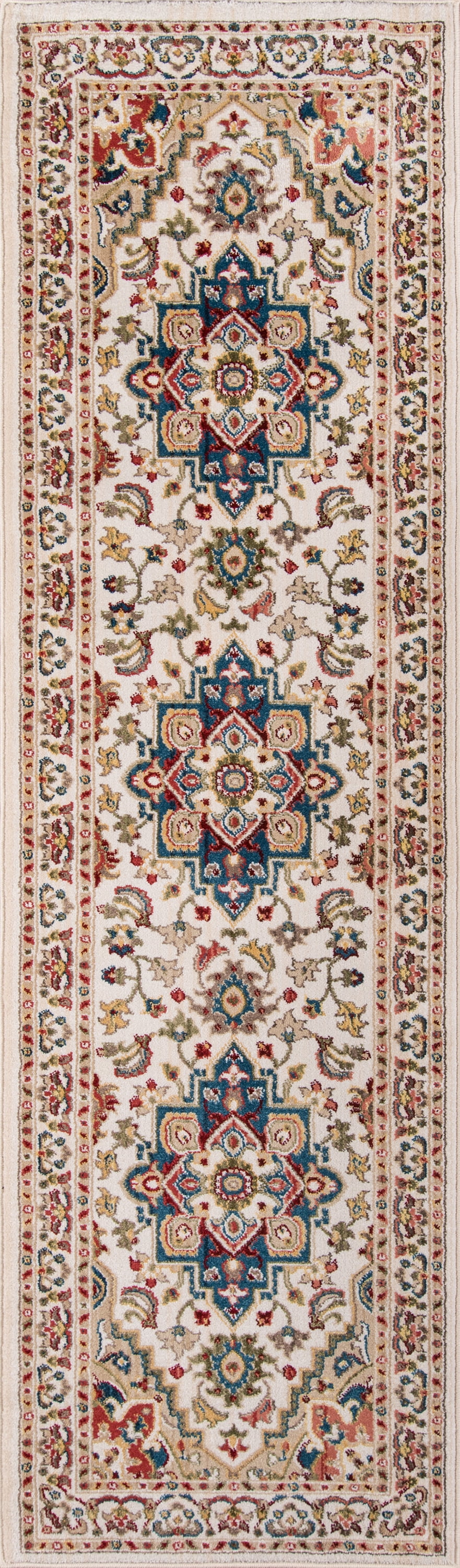 Elegant Ivory Heirloom-Inspired 2'3" X 8' Wool Blend Runner Rug
