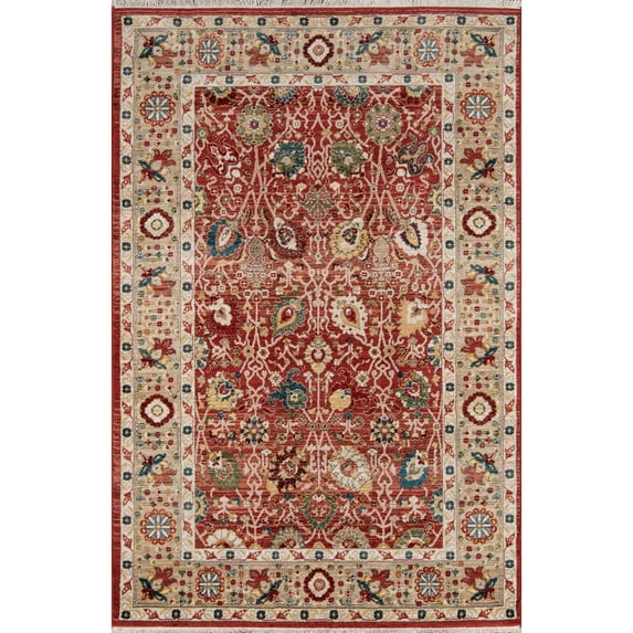 Momeni Lenox Polypropylene Machine Made Red Area Rug 5' X 5' Round