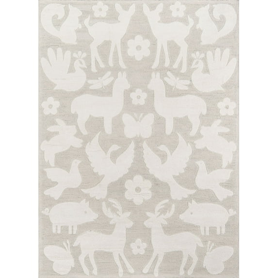 Momeni Lil Mo Classic Hand Hooked Cotton Grey Area Rug 5' X 5' Round