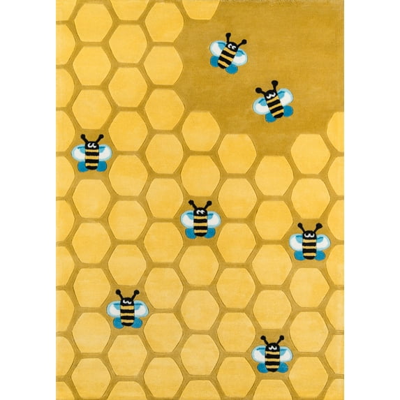 Momeni Lil Mo Whimsy Area Rug, Honeycomb Gold, 2' X 3'