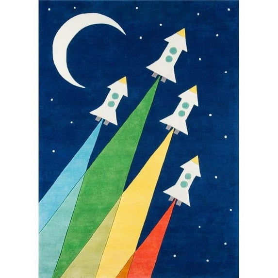 Momeni Rocket Polyester Hand Tufted Navy Area Rug 4' X 6'