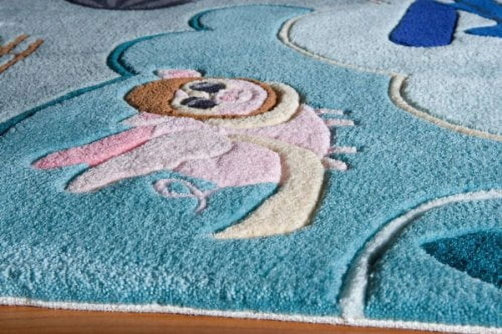 Hand-Tufted Red and Blue Synthetic Kids' Rectangular Rug 4' x 6'