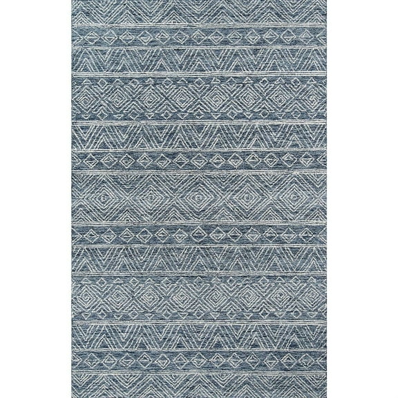 Momeni Mallorca Hand Hooked Wool Denim Area Rug 5' X 8'