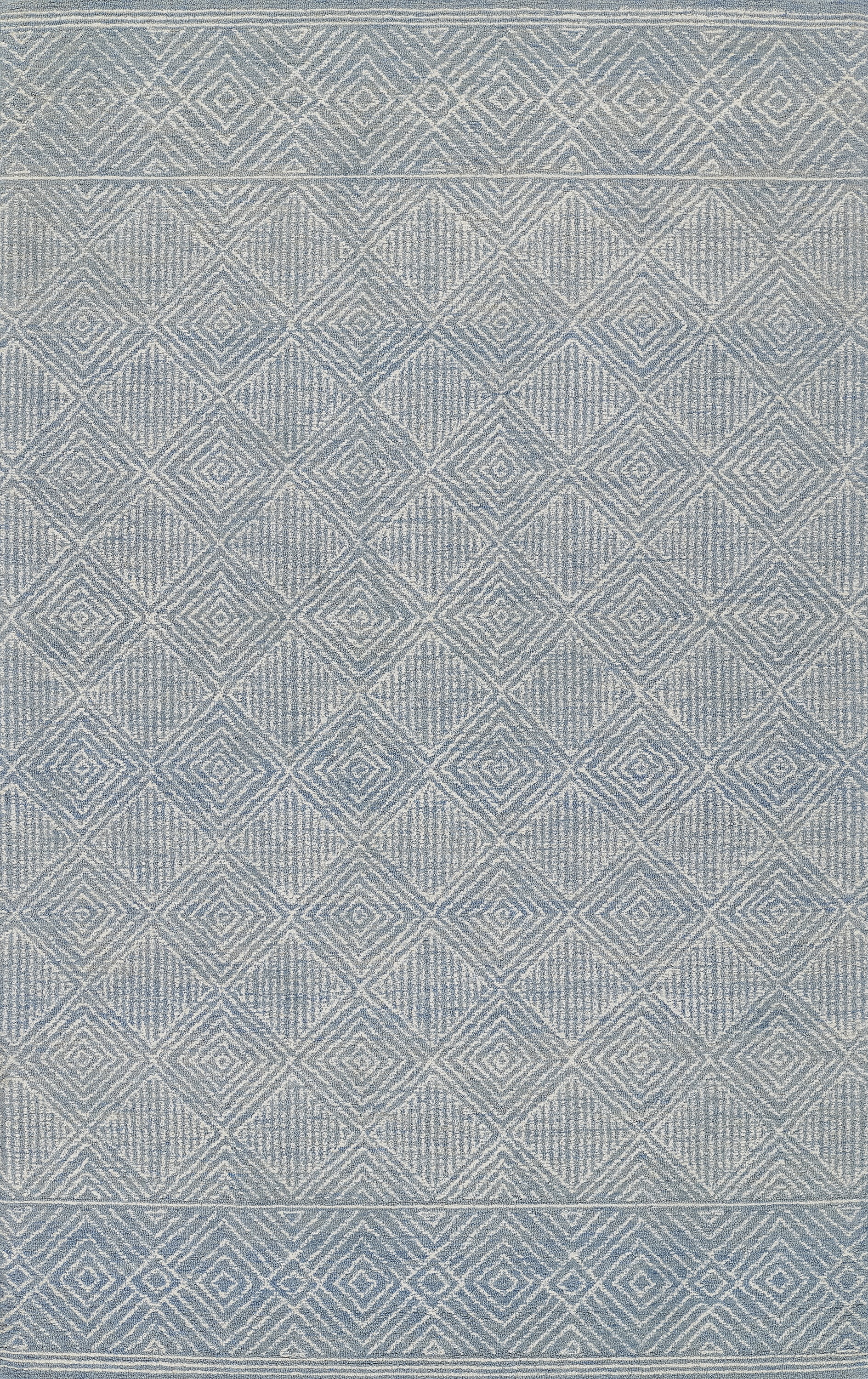 Handmade Mallorca Geometric Blue Wool Area Rug - 36x24