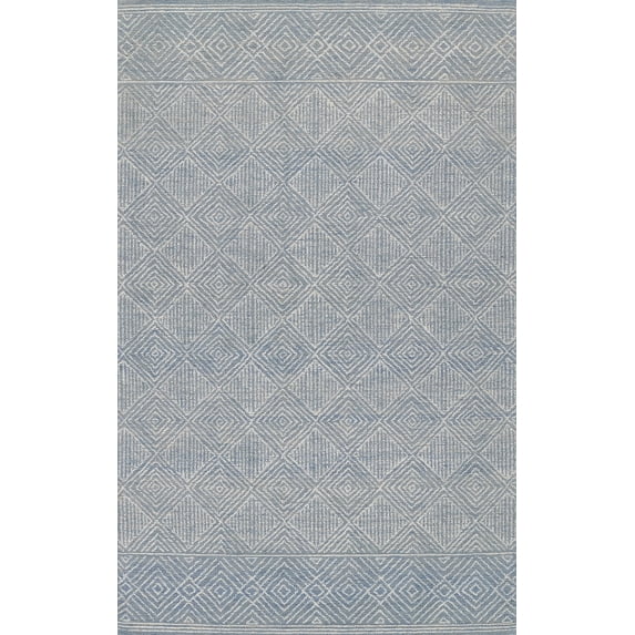 Momeni Mallorca Hand Hooked Wool Geometric Blue Area Rug 3'6" X 5'6"