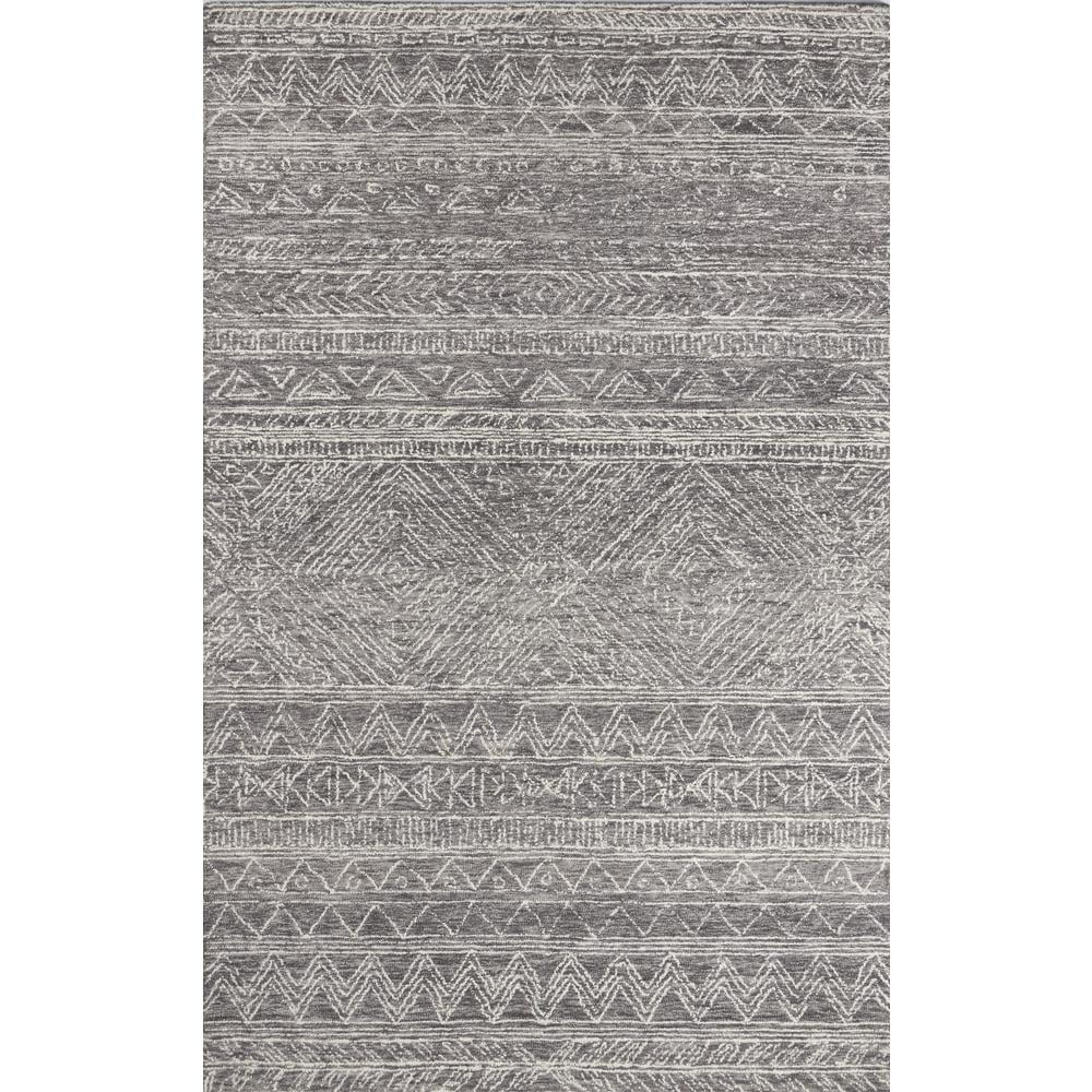 Handmade Gray Geometric Wool Rectangular Area Rug