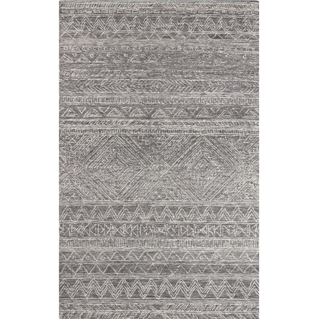 Handcrafted Geometric Gray Wool Rectangular Area Rug