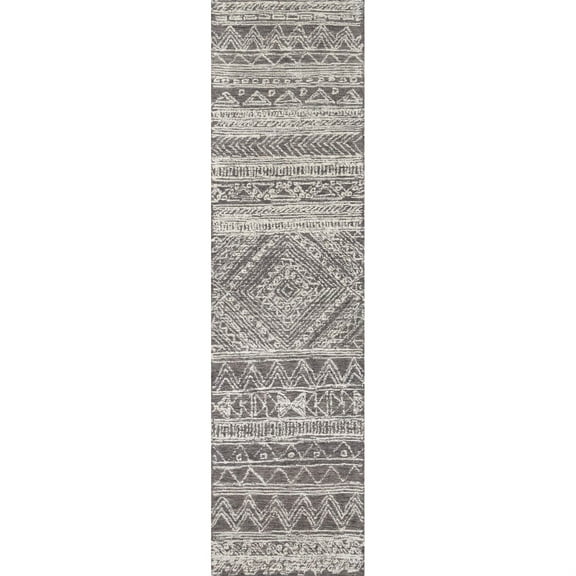 Momeni Mallorca Hand Hooked Wool Grey Runner 2' X 8'