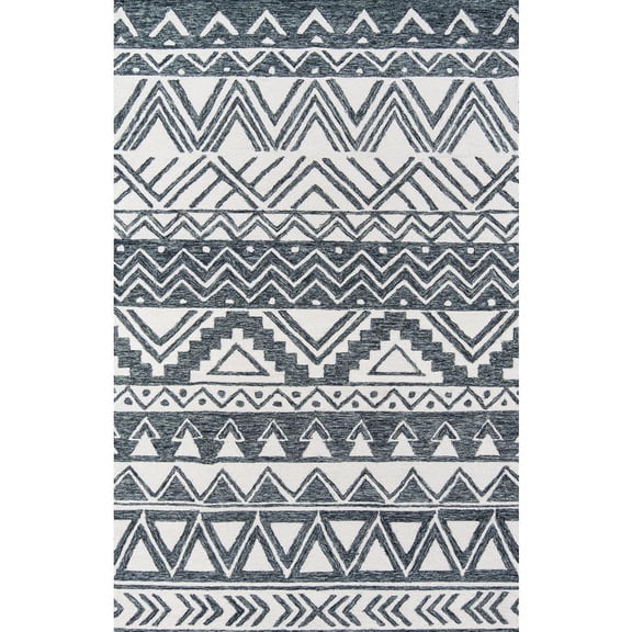 Momeni Mallorca Hand Hooked Wool Charcoal Area Rug 9' X 12'
